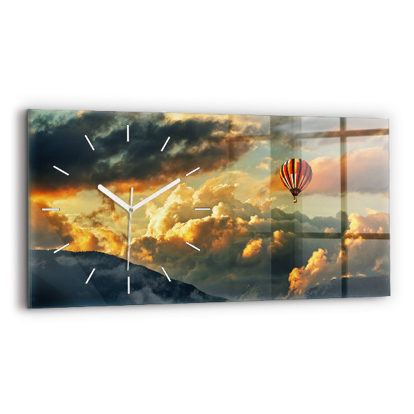 Horizontal wall clock Balloon flight in the clouds
