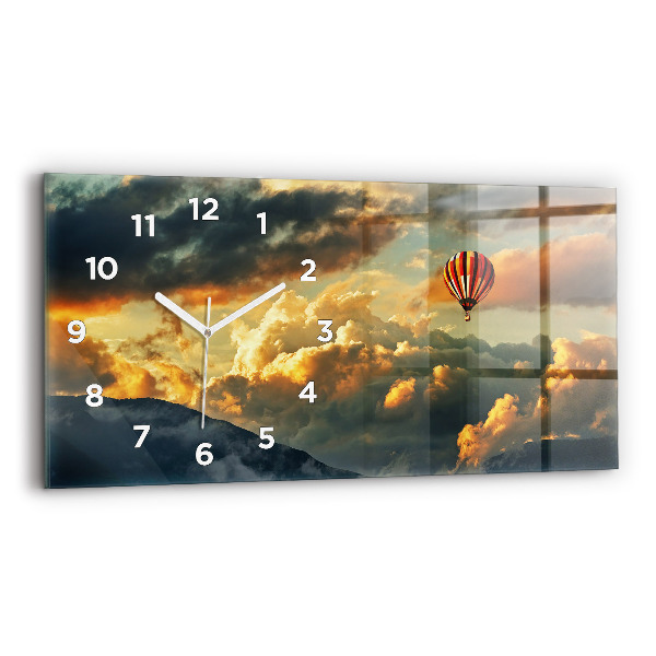 Horizontal wall clock Balloon flight in the clouds