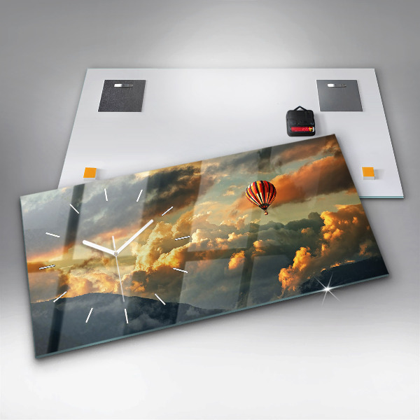 Horizontal wall clock Balloon flight in the clouds