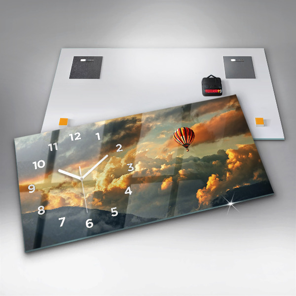 Horizontal wall clock Balloon flight in the clouds