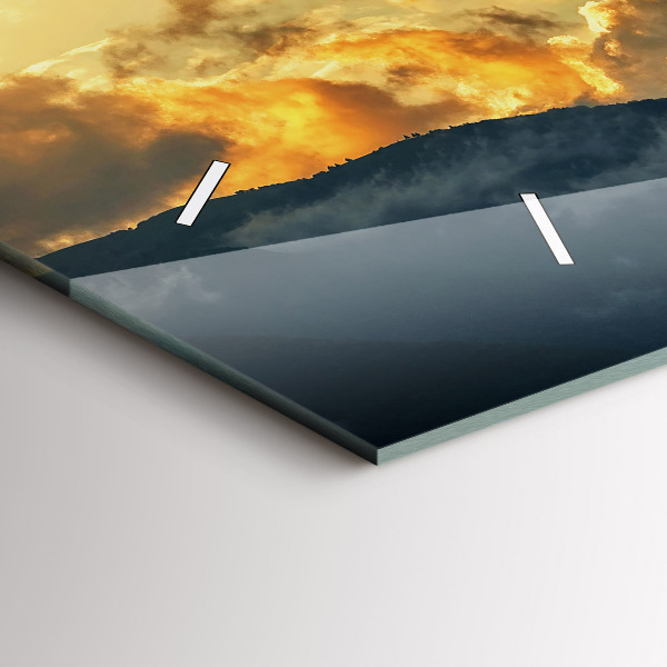 Horizontal wall clock Balloon flight in the clouds