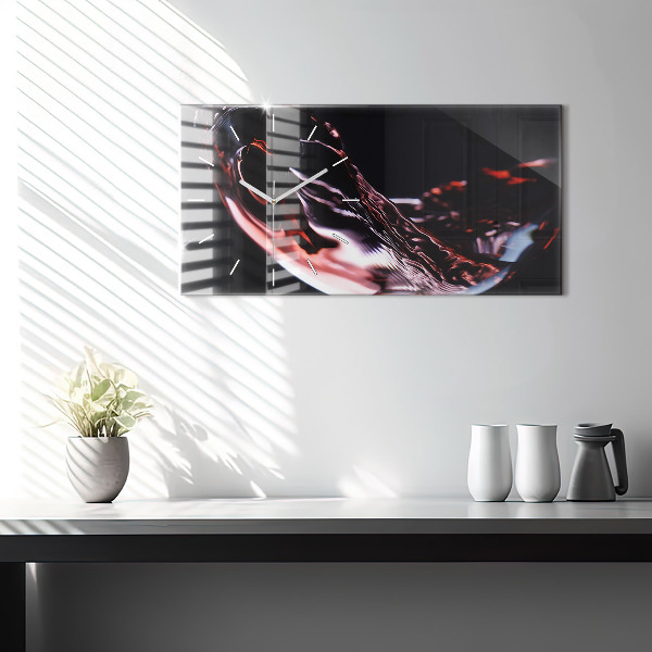 Horizontal wall clock Glass of wine
