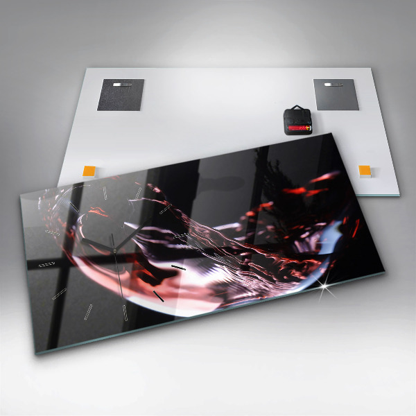 Horizontal wall clock Glass of wine
