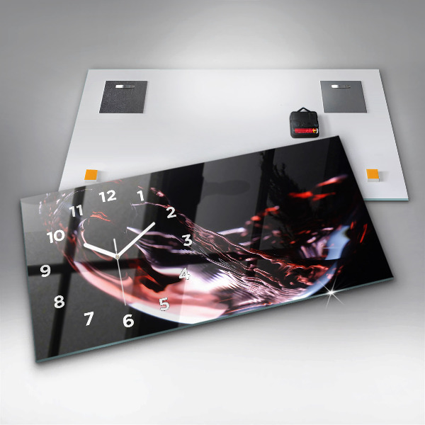 Horizontal wall clock Glass of wine