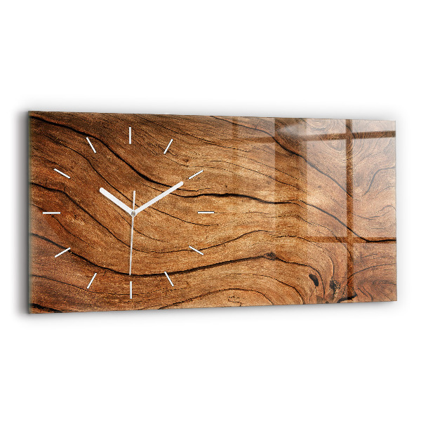 Horizontal wall clock Old wood