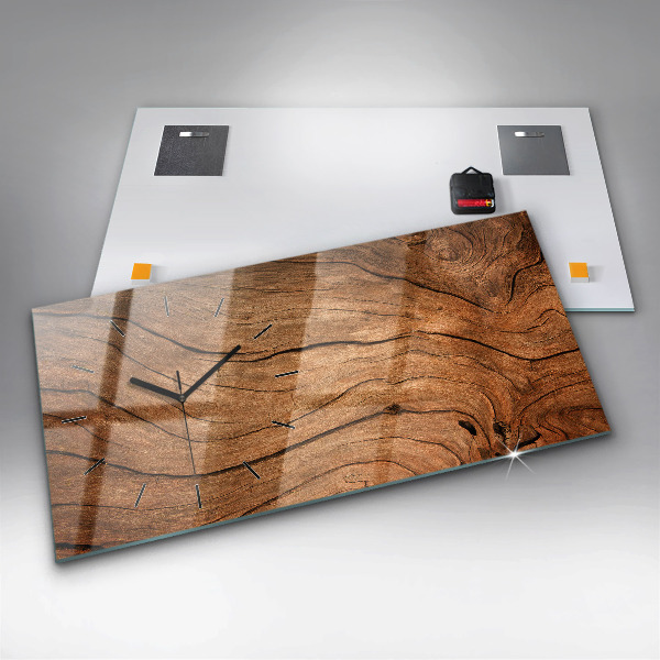 Horizontal wall clock Old wood