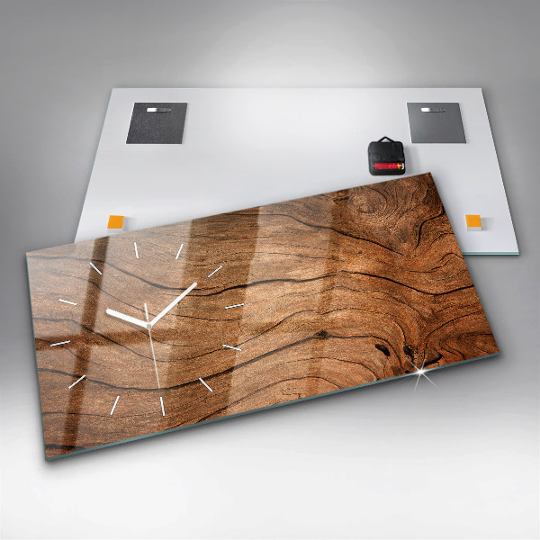 Horizontal wall clock Old wood