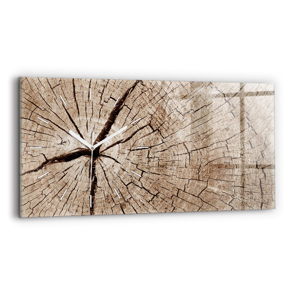 Horizontal wall clock Old wood stump