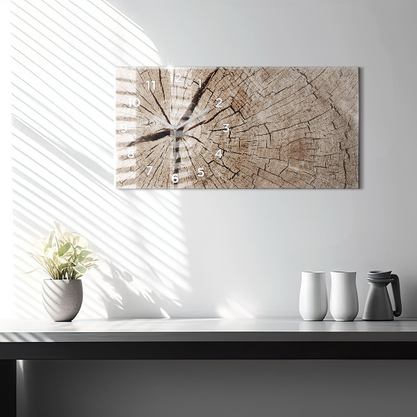 Horizontal wall clock Old wood stump
