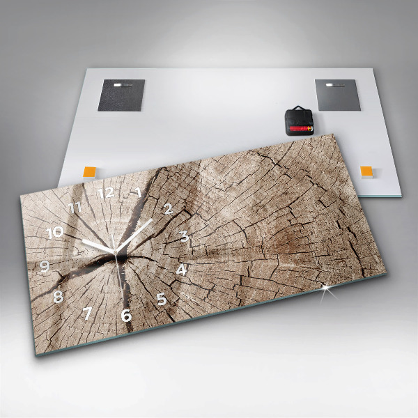 Horizontal wall clock Old wood stump