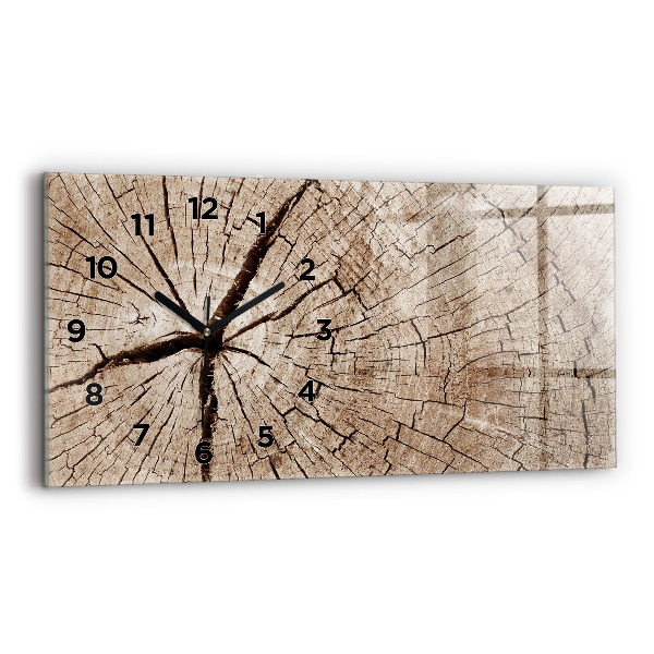 Horizontal wall clock Old wood stump