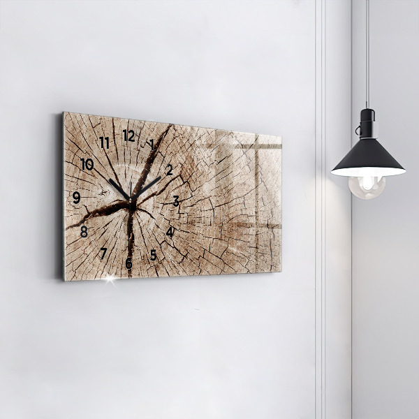 Horizontal wall clock Old wood stump
