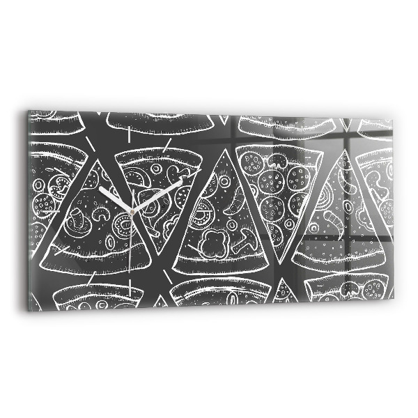 Horizontal wall clock Painted pizza