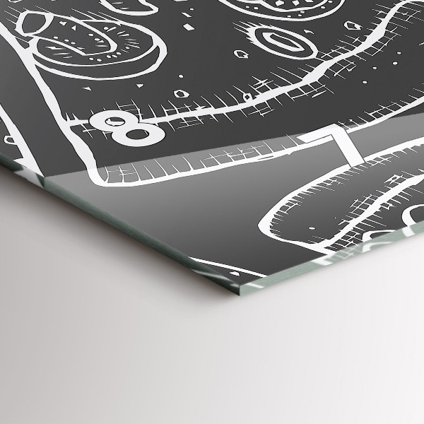 Horizontal wall clock Painted pizza