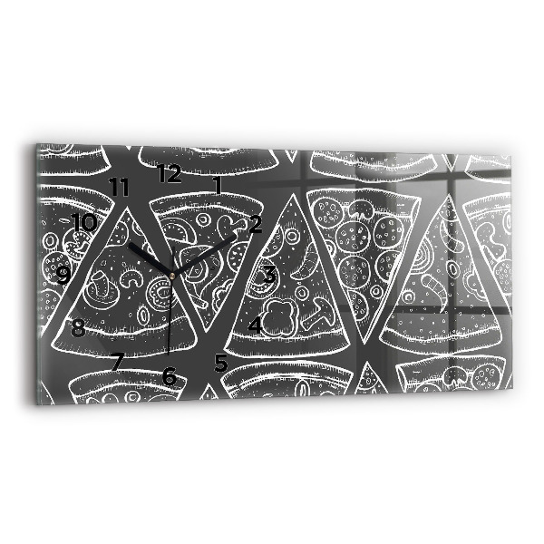 Horizontal wall clock Painted pizza