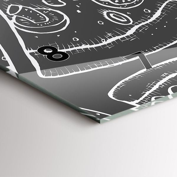 Horizontal wall clock Painted pizza