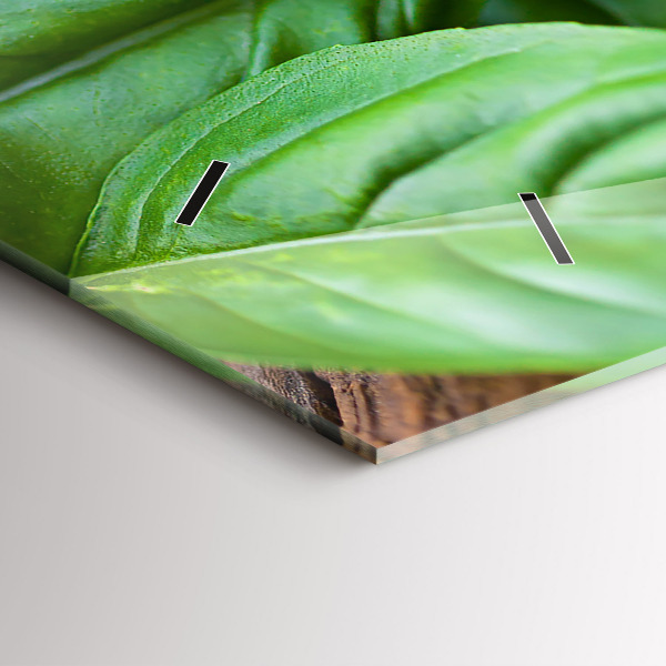 Horizontal wall clock Basil leaves