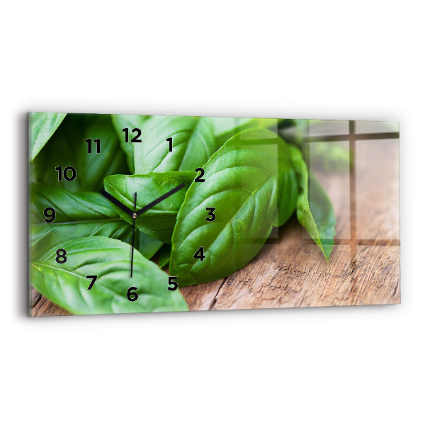 Horizontal wall clock Basil leaves