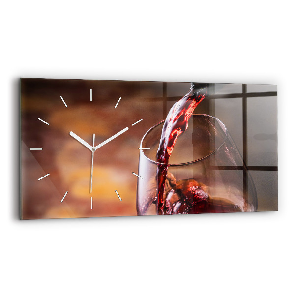 Horizontal wall clock A glass of wine