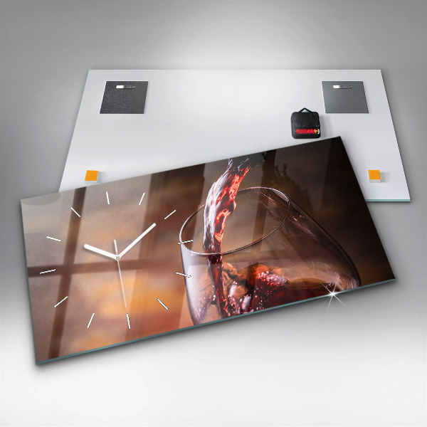 Horizontal wall clock A glass of wine