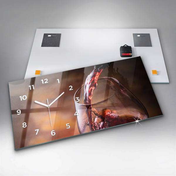 Horizontal wall clock A glass of wine