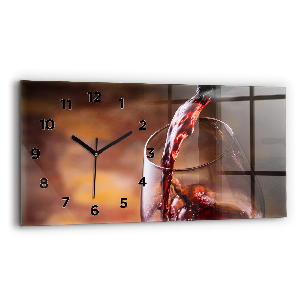 Horizontal wall clock A glass of wine