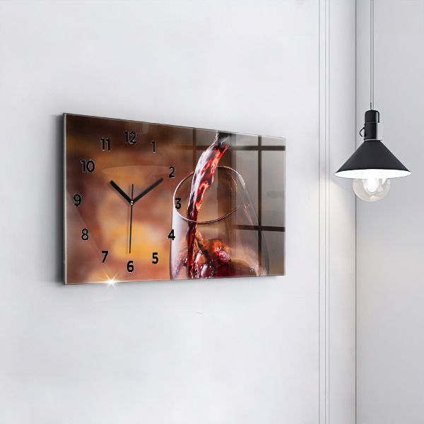 Horizontal wall clock A glass of wine