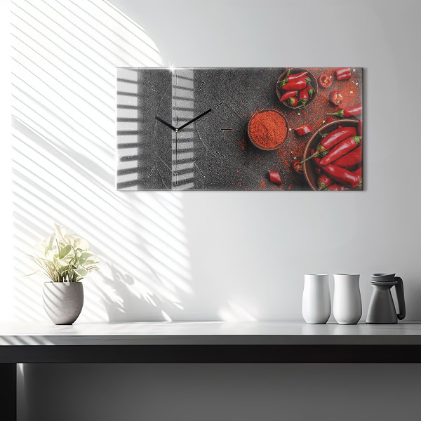Horizontal wall clock Red peppers