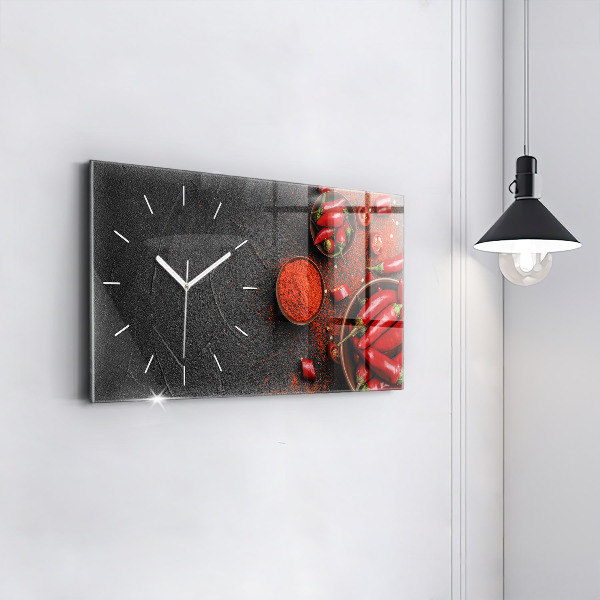 Horizontal wall clock Red peppers