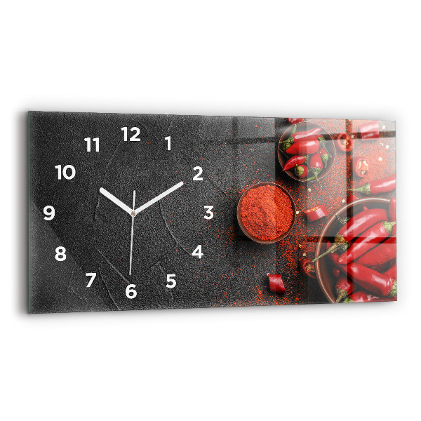 Horizontal wall clock Red peppers