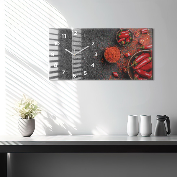 Horizontal wall clock Red peppers