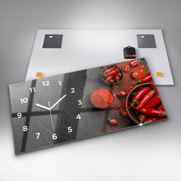 Horizontal wall clock Red peppers
