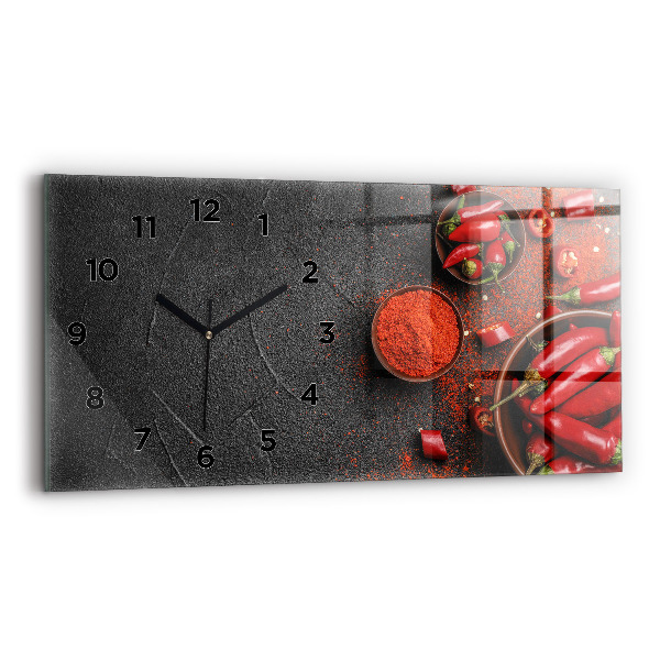 Horizontal wall clock Red peppers