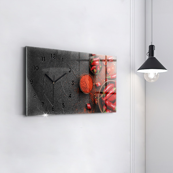 Horizontal wall clock Red peppers