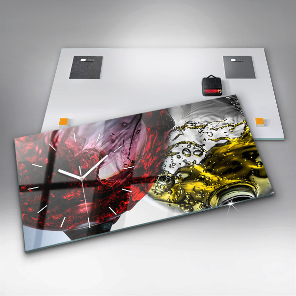 Horizontal wall clock Glasses of wine