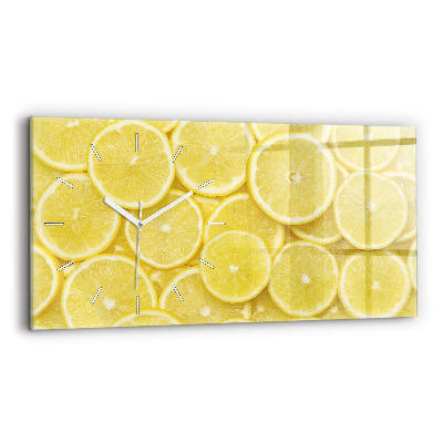 Horizontal wall clock Lemon slices