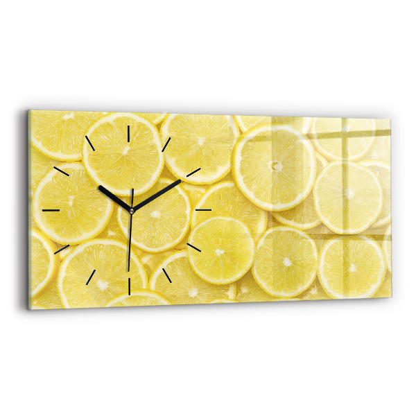 Horizontal wall clock Lemon slices