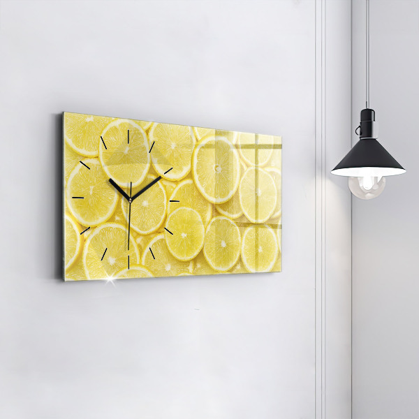 Horizontal wall clock Lemon slices