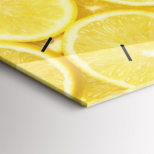 Horizontal wall clock Lemon slices