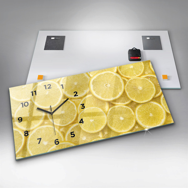 Horizontal wall clock Lemon slices