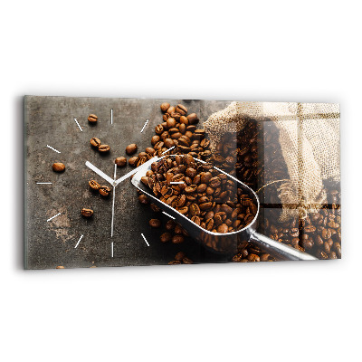 Horizontal wall clock A bag of coffee beans