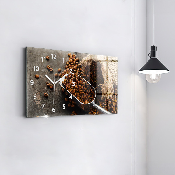 Horizontal wall clock A bag of coffee beans