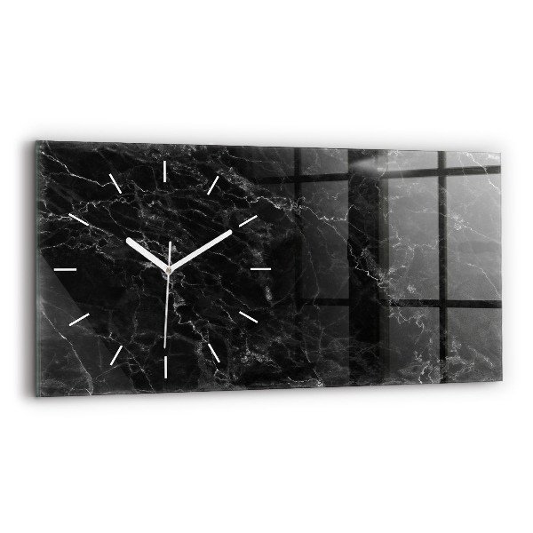 Horizontal wall clock Dark marble