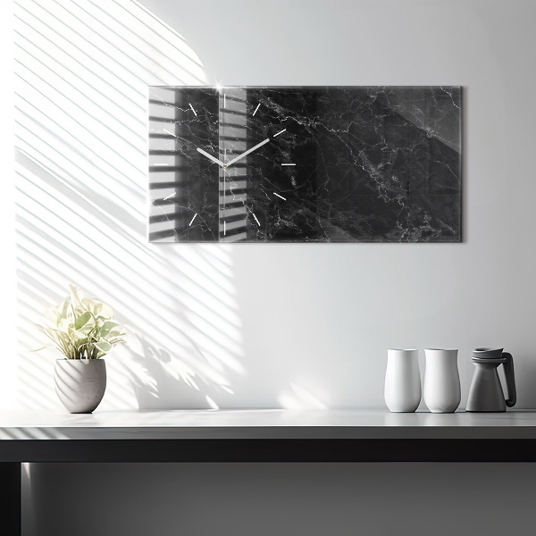 Horizontal wall clock Dark marble