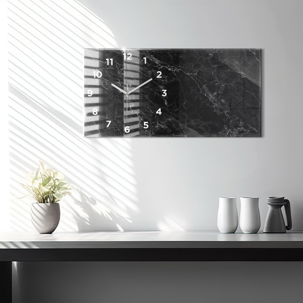 Horizontal wall clock Dark marble