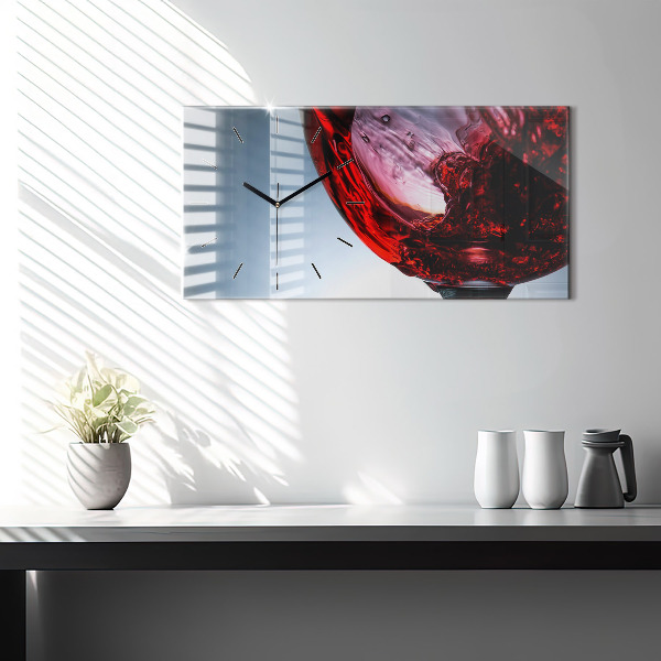 Horizontal wall clock Glass of wine
