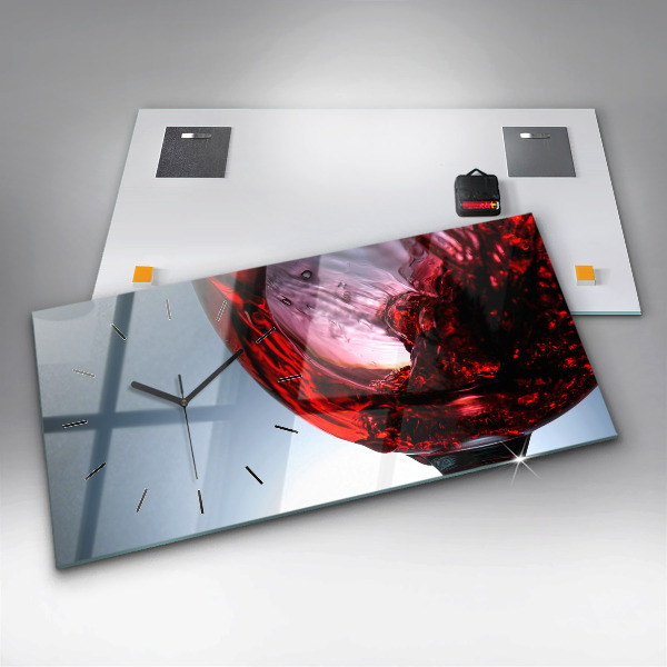 Horizontal wall clock Glass of wine