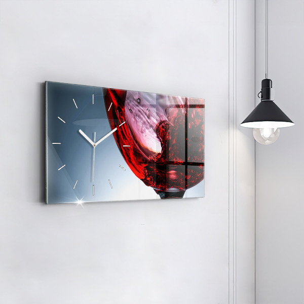Horizontal wall clock Glass of wine