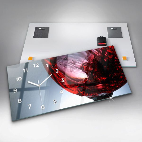 Horizontal wall clock Glass of wine