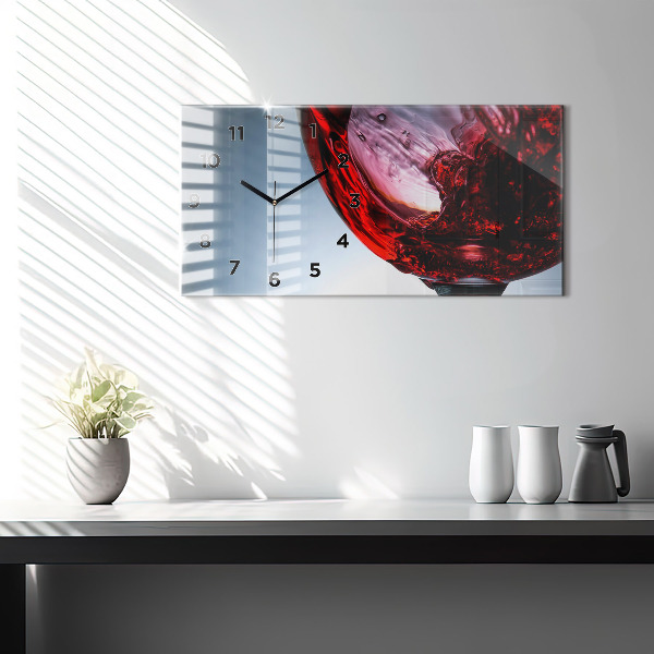 Horizontal wall clock Glass of wine